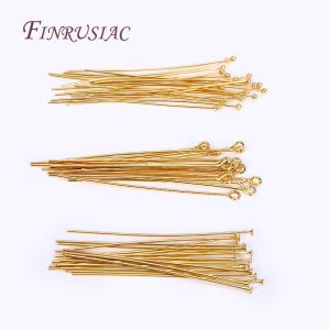 50Pcs 18K Gold Plated Eye Pins For JewelryHead Pins DIY Earrings FindingsBeads Jewelry Making Supplies h260820