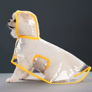 OUTOPEN Transparent Dog Hooded Raincoat Waterproof High Visibility Pet Clear Clothes Safety Rainproof Coat Adjustable Dog Rain Cloak Puppy