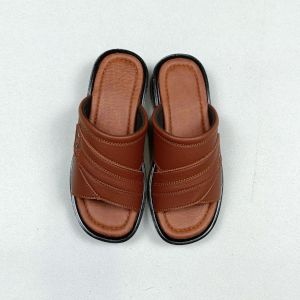 Dép nam quai ngang cao cấp nâu đen bò đế cao 4.5 cm tận gốc