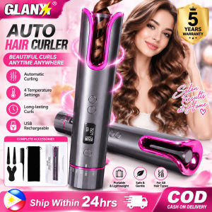 GLANXI【Local Delivery】Automatic Wireless Curling Iron Hair Curler LCD Display Screen USB Recharge Ceramic Curl StyleTools Wireless charging