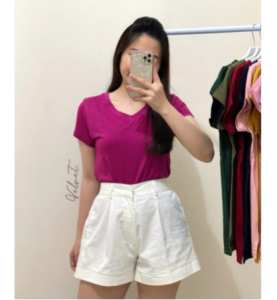 Velvet Clothing COD Kaos Vneck Wanita / Kaos V neck Polos Wanita / Tshirt Wanita Premium
