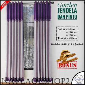 Gorden jendela minimalis kain blackout import premium model smokring tinggi 230cm motif abu hitam