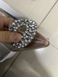 G7 Europe and America wish Foreign Trade Large Size Pointed Toe Stiletto Sandals for Women Closed-Toe Rhinestone High Heel Fashion Slippers Heel shoes7/7