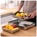 BroBabba Stainless Steel Loyang Rectangular Bakeware Nonstick PansFruit Bread Storage Trays Plate Kitchen Deep. 