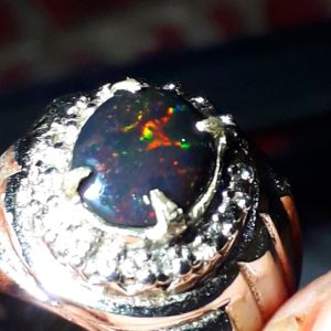 CINCIN BATU KALIMAYA BLACK OPAL SOLID ASLI BANTEN
