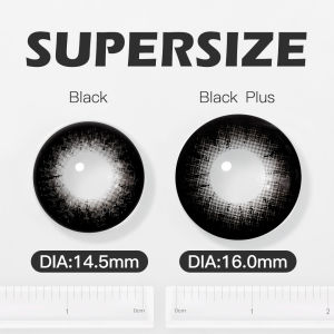 【FDA Certified】Magister Contact Lens Graded(0.00~-6.00) 16mm Supersize Black Big Doll Eyes 1 Pair Contact Lenses 6 Months Use Make up Lens with Free Case