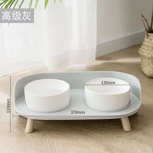 ชามอาหารสัตว์เลี้ยง ชามอาหารแมว ชามโซฟา ชามอาหารมินิมอล พรีเมี่ยม ชามสำหรับให้น้ำให้อาหารมี 2 ถ้วย ในตัว