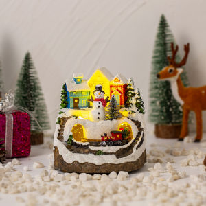 Rotating resin luminous music box ornaments music-playing eight-tone box ornamentsWedding decorations