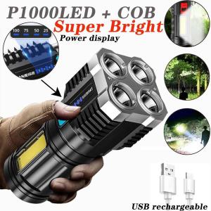 Senter 4 LED COB Senter 4 Mode Jarak Jauh Senter Camping 4 Mode Lampu Super Terang Waterproof Anti Air L19