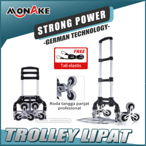 MONAKE Troli Rumahan Troli Lipat Serbaguna Portabel Troli yang berjalan menaiki tangga Troli Belanja Mini Aluminium Aloy Troli Koper 80KG