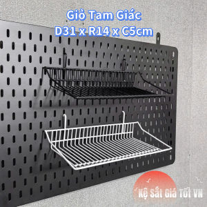 Giỏ cài bảng Pegboard Lỗ Dọc - Rổ sắt nhúng nhựa Decor trang trí đựng mỹ phẩm phụ kiện