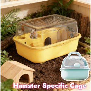 Hamster Specific Cage Multi-functional with Running Wheel Bottle Ventilation 2-Level Hamster Home