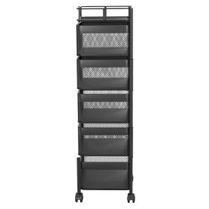 [Local Seller] White Rotatable Basket Storage Trolley Modern organize storage Marie Kondo 旋转置物篮正方形铁黑色