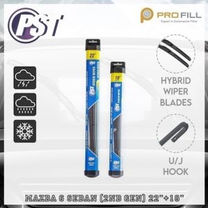 PST Hybrid Wiper Blade Set [Rubber Type] - Mazda 6 Sedan (2nd Gen) 2008-12 22"+18"