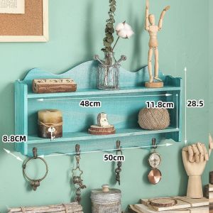 Wall Shelf Storage Rack Living Room Wall Mounted Shelf Rack Punch-free Display Retro Wooden Storage Door Wall Hanging Wall Shelf Storage Rack Living Room