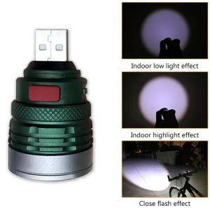 USB Handy Powerful LED Flashlight Portable Mini Zoomable 3 Modes Pocket Torchlight Aluminum alloy USB lamp outdoor Lighing For hiking Camping