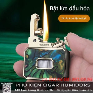 Bật lửa xăng Honest BCZ849-1 chính hãng – Siêu phẩm mới nhìn rõ xăng thay đá bấc dễ dàng kim loại cao cấp