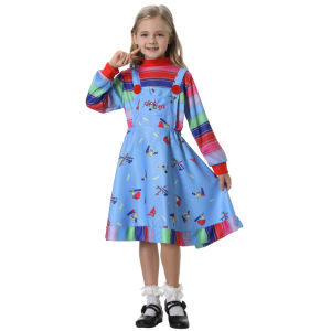 ali9 Halloween Childrens Costume Ghost Doll Soul Series Childrens Performance Wear Chucky Horror Clown Play Costume