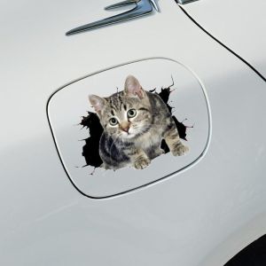 QIXING Animal Styling Car 3D Cat Stickers Waterproof 3D Cat Cat in The Crack Sticker PVC Right Car Stickers Funny PVC Car Sticker Car Decal