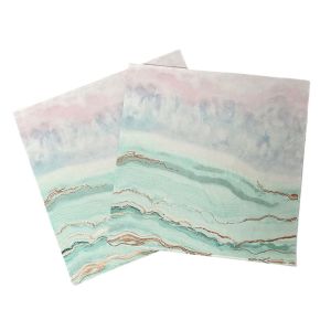 RUMI 2 packs 2-Ply Ocean Printed Napkins Paper Soft Disposable Tissue Party Supplies Rose Gold Foil Placemats For Summer Party