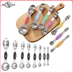JACIRCLE  Magnetic Measuring Spoon Set Stackable Double-sided Stainless Steel Teaspoons for Seasoning Cans Accurate Measuring Spoon