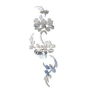 INTOONE Acrylic Wall Sticker Flower Vine Gold Black Silver Decorative Stickers Creative Flower Design Mirror Wall Decals Home Decoration