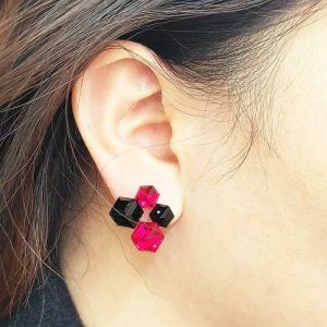 Fashionable Ring Gift 立体黑钻方块耳钉女轻奢高级感气质耳环 年新款小众独特耳饰品