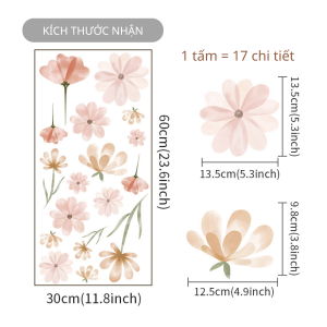Sticker Decal Dán Tường Mẫu Hoa Nhí 2 Có Keo Sẵn - Trang Trí Cửa Kính - Decor Quán Cafe - Phòng Ngủ