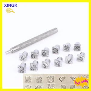 XINGK 12Pcs Leather Craft Stamping Tools Kit Zodiac Constellation Prints Punch For Diy Leather Decor Making Accessories