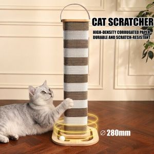 Cat Scratching Post Stable Vertical Cats Scratcher Cardboard Design with Replaceable Blocks