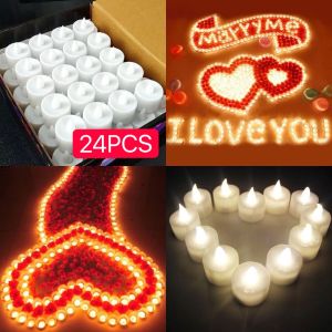 🇸🇬🔥SG STOCK FAST DELIVERY🔥24PCS Flameless LED Tealight Tea Candles Wedding Birthday Light Romantic Candles Light Battery included