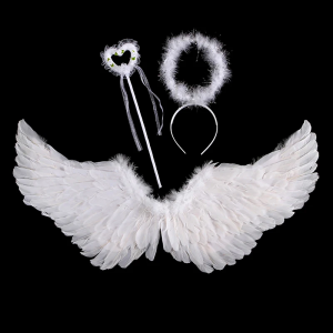 3Pcs/set Angel Wings and Halo Adult Feather Angel Wings Costume White Feather for Kids Women Girls Halloween Cosplay Costumes