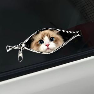 GOUPO Scratch Covering Cat Car Sticker Waterproof Zipper Design Pet Car Decoration Sticker Electric Car Decoration Car Glass