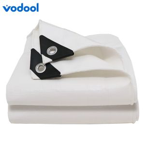 Heavy Duty White Tarps with Metal Grommets White Waterproof Tarpaulin for Swimming Pools Boats Camping Courtyards