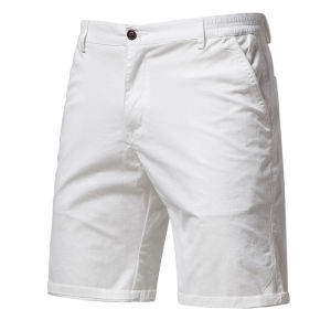 Y2K Summer New 100% Cotton White Gym Shorts Mens Casual Business Social Elastic Waist Cargo Shorts Bermuda Beach Shorts For Men2026