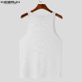 INCERUN Men's Sport Fitness Muscle Knit Vests Stylish O-Neck Half-Zip Design Skinny Tanks (Western Style) #241009. 