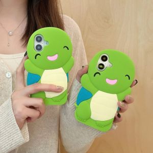 💯【Phone Case】+FREE Shipping 💯Japanese Korean 3D Cartoon Cute Little Turtle Silicon Couples Phone Case Suitable For iPhone 16 15 14 13 Pro Max Silicone Cover Gift
