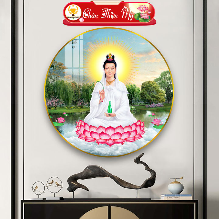 Tranh Tráng Gương Pha Lê Tròn CHÂN THIỆN MỸ, Tranh Phật Treo Tường Quan ...