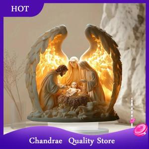 [Chandrae] 2026 New Nativity Jesus Birth Scene Xmas Table Centerpiece Accessory 2D Flat Acrylic For Home Office Decoration Party Ornment