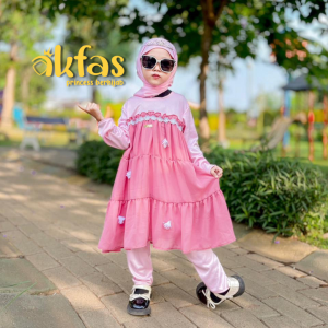 AKFAS - Satu Set Tunik Anak Perempuan Muslim Sehari - hari – Baju Muslim Anak Modis & Nyaman – Tunik Anak Kekinian untuk Sehari-hari & Acara