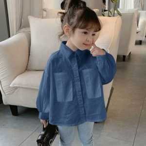 Kemeja anak korean style oversize crinkle / atasan anak perempuan lengan panjang crinkle airflow usia 4 sampai 12 tahun