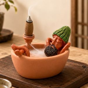 J2UQR3 Resin Bathtub Backflow Incense Burner Ash Collection Tray Cute Animal Cone Incense Holder Unique Cartoon Stick Incense Censer Tabletop Aroma Decor