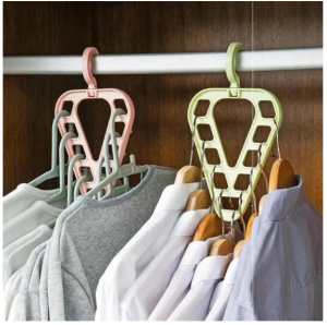 Plastic Adult Non-slip Clothes Hanger Triangular Nine Holes Deisgn Magic Home Drying Rack Folding