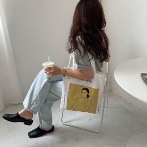 2026 NEW ARRIVAL printed minimalist harajuku cartoon large capacity should hand canvas tote bag A225