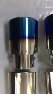 ACEKOGO Car Universal One Out Two Baked Blue Version Tail Throat Double Tail Muffler Stainless Steel Exhaust Modification Supplies Car Accessories