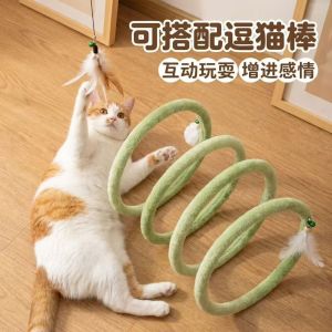 TEWUB Collapsible Cat Tunnel Tube Elastic Portable Cat Spring Tunnel Fun Boredom-Relief Foldable Cat Play Tunnel Indoor Outdoor Use
