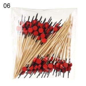 VERMILL 100Pcs Disposable Salad Vegetable Sticks Salad Sandwich Toothpicks Cupcake Fruit Fork Bamboo Picks Fruit Sticks Handmade Toothpicks Food Fruit tail Decor
