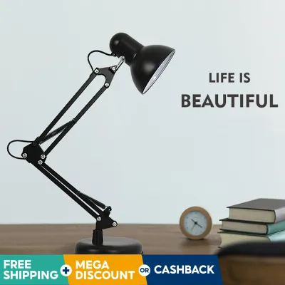 LED Folding Metal Desk Lamp Clip On Light Clamp Long Arm Dimming Table Lamp Adjustable