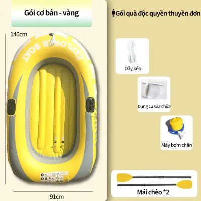 Thuyền hơi thuyền phao xuồng bơm câu cá INTIME 3-4 người lớn dày rộng cao cấp chắc chắn