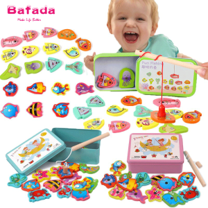 Bafada Baby Educational Toys Fish Wooden Magnetic Fishing Toy Set Educational Outdoor Game Fish Parent-child Exchange Interactive Toys